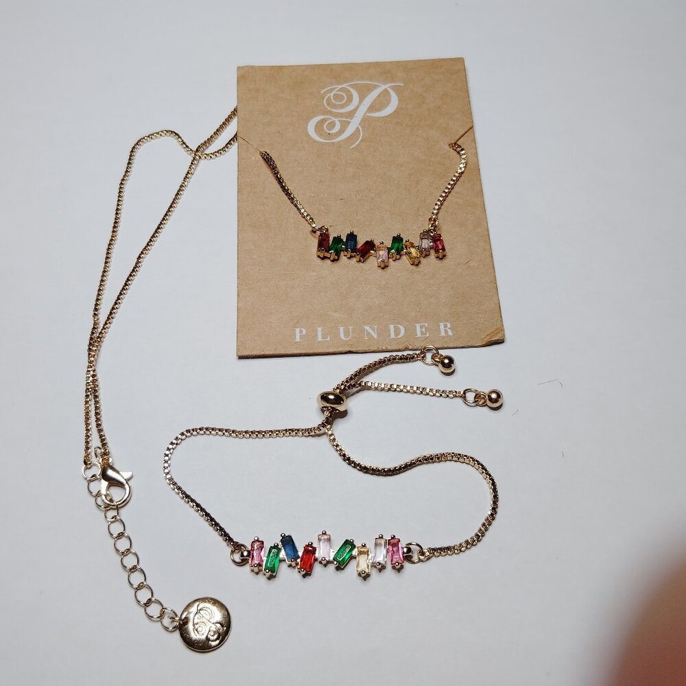 Plunder Design Gold Snake Chain Necklace & Bracelet Set NWT